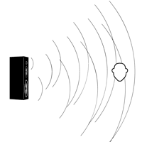2 way loudspeaker box, multipath scattering, schematic representation