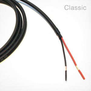 Loudspeaker cable, handmade copper cabel , black. rca plug speaker side.