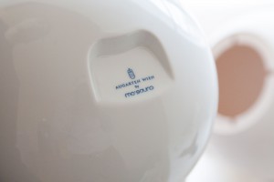 Ball speaker white made from Augarten Vienna porcelain. Rear view.